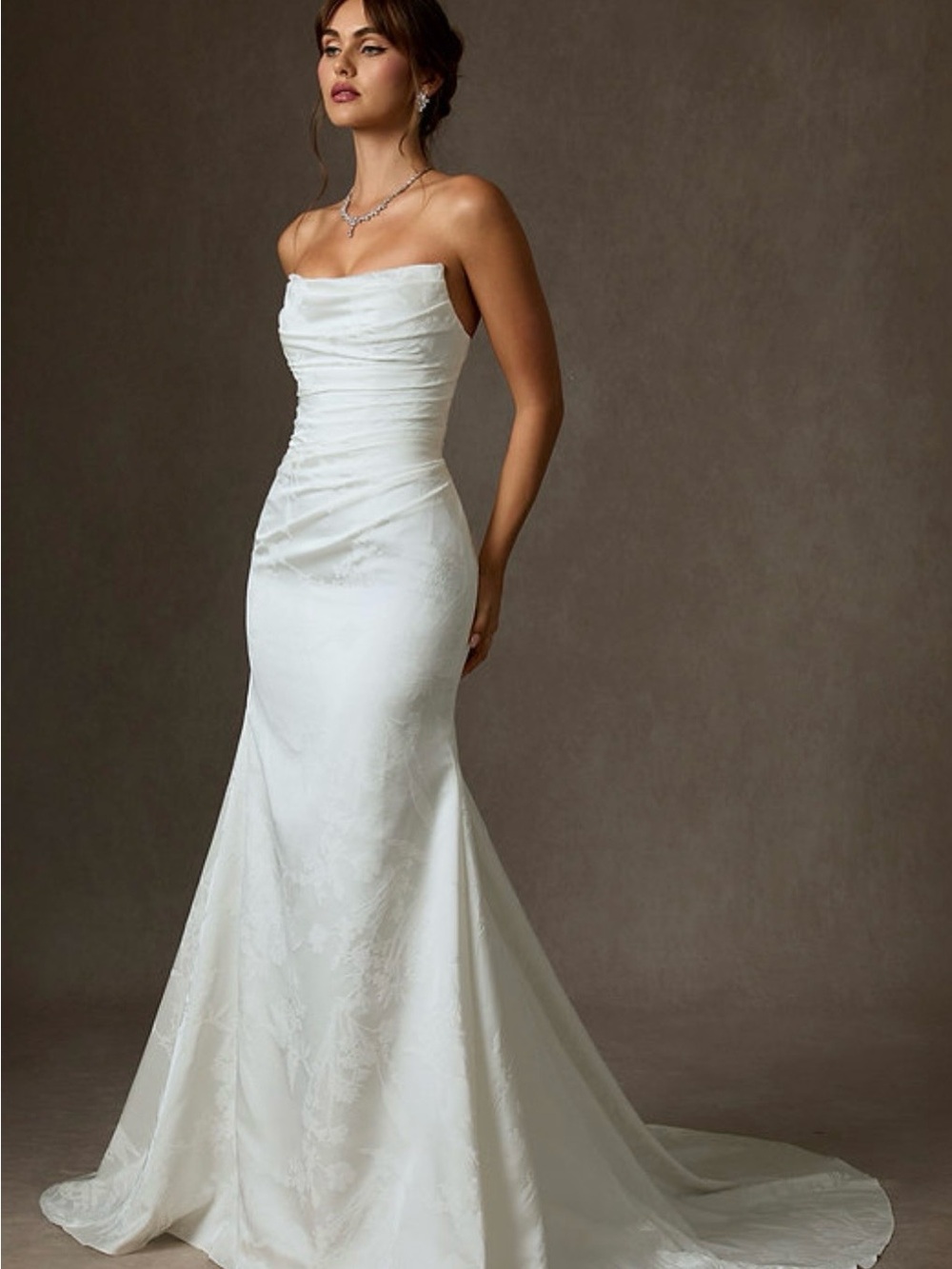 Azazie White Strapless Mermaid Wedding Gown
